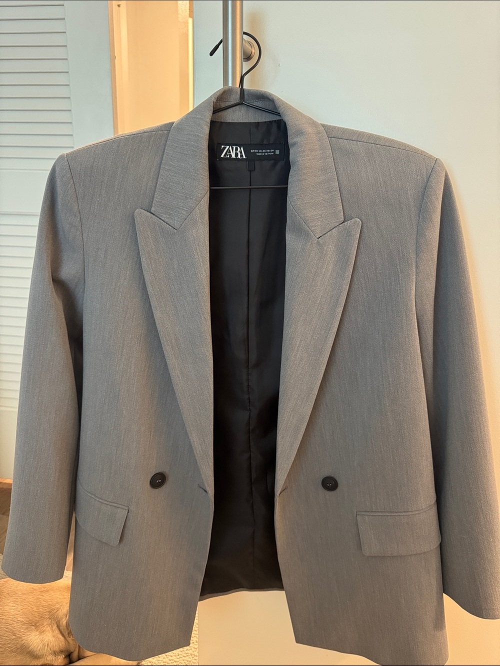 ZARA women’s oversized Light Gray Doubleu-Breasted Blazer